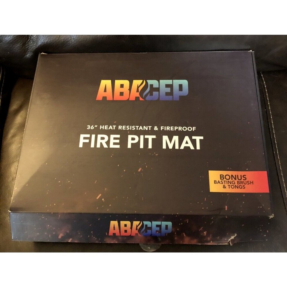 Fire Pit Mat 36” Heat Resistant & Fireproof w/bonus basting brush and tongs